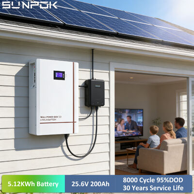 SUNPOK Energy Storage System 5kw Lithium Battery Power Wall 25.6V 24V 200Ah Solar Lifepo4 Battery for Household Energy