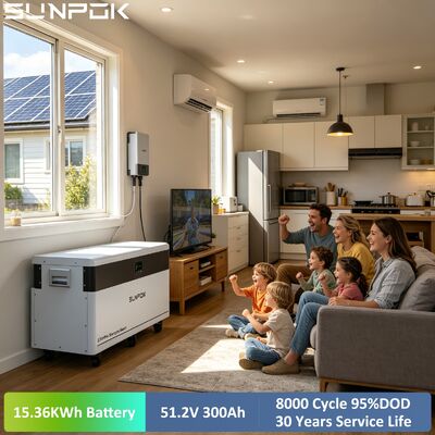 SUNPOK 51.2V 48v 300ah Lifepo4 Battery 15kwh Lithium Ion Battery Home Storage Solar Battery House System