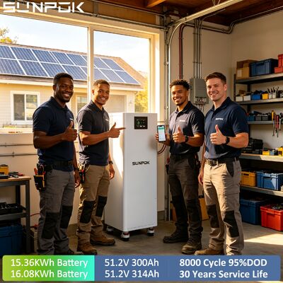 SUNPOK Solar LiFePO4 Battery 48V 51.2V 314Ah 15kWh 16kWh Energy Storage Solar Home System Deep Cycle Lithium Iron Phosphate Pack