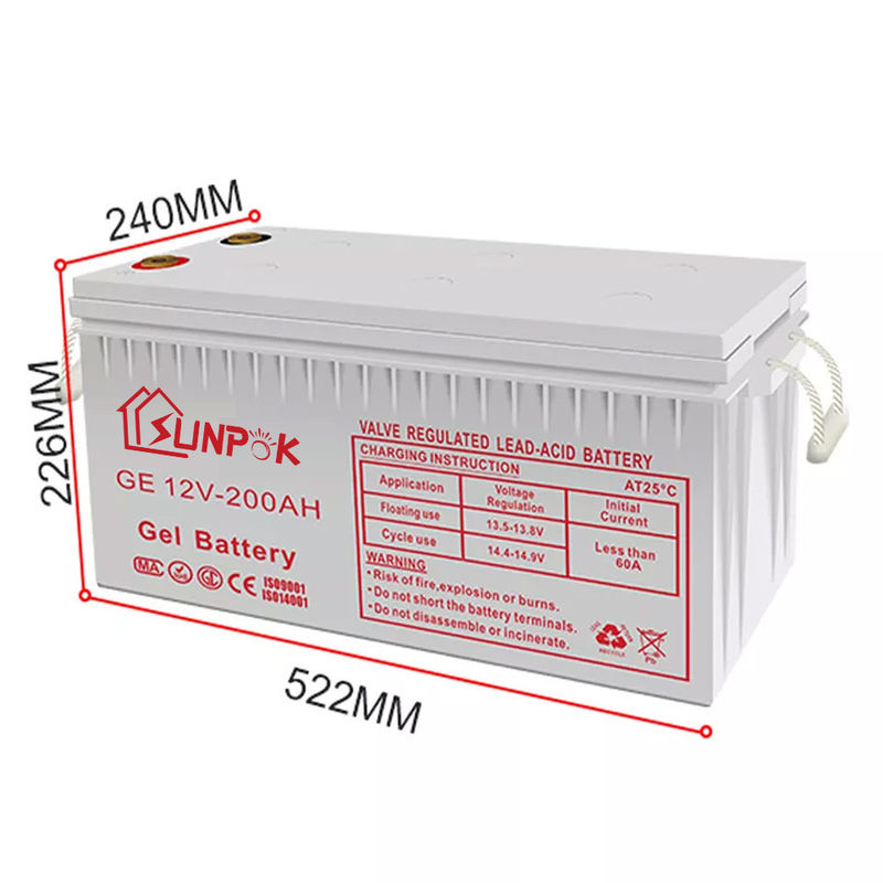 Zyklus-Gel-Batterie-Haltbarkeits-tiefe Zyklus-Gel-SolarBlei-Säure-Batterien 12v 200ah 250ah Sunpok 12V tiefe