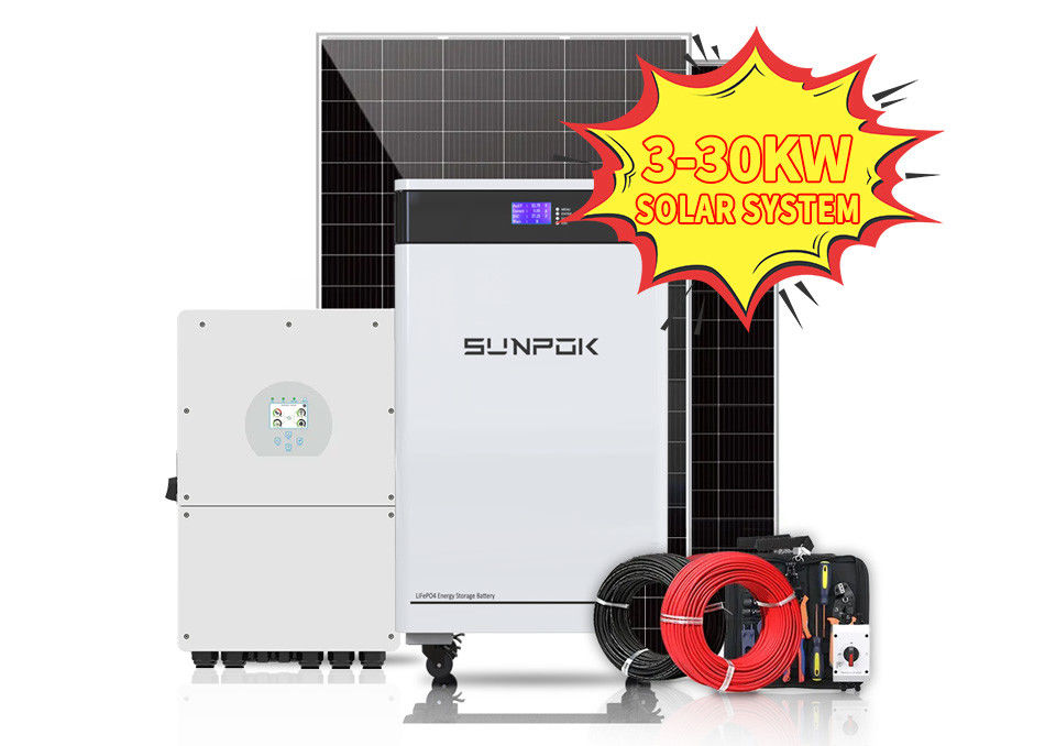 EU US 50kw Hybrid Solarenergiesysteme 10kw 15kw für Haus 20kw 30kw Industrie-Solarsystem