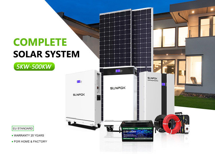 Hybrid-Inverter Solarsystem 10kw 50kw 500kw Lithium-Ionen-Batterie Dachmontage Zuhause