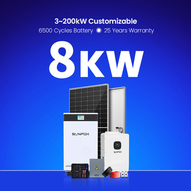 Solarenergiesystem Vollkomplettpaket 5kw 8kw 10kw 10kw Hybrid Off Grid Kit für Zuhause mit Lithium-Ionen-Batterie