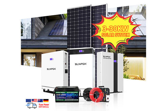Hybrid 6kw 8kw 10kw 12 Kw 20kw Solar System Solar Panel 10kw System Lithium Battery 48v 100ah For Solar System