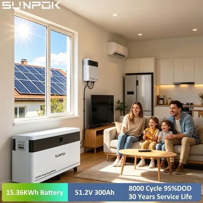 SUNPOK 10Kw 15Kwh Inverter Lifepo4 Battery Pack 51.2V 300Ah 48V Battery Packs Solar Lifepo4 Batteries Home Energy Storage