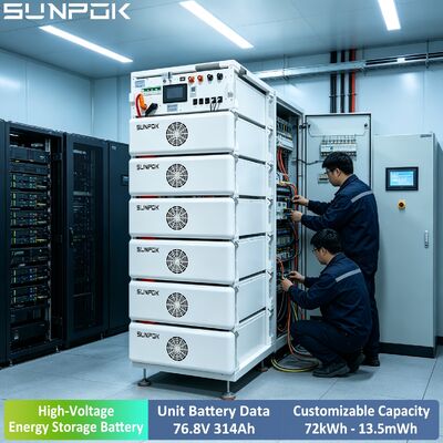 Sunpok 76.8V 314AH Hochspannungs-LiFePO4-Batterie Energiespeicher 24,12 kWh 265 kWh Photovoltaik-Hybrid-System Industrie & Gewerbe
