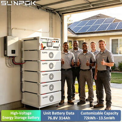 SUNPOK 76,8V 314Ah Rack-montierbares Hochspannungsbatteriepaket 100kWh bis 500kWh skalierbar für industrielle Speicherung